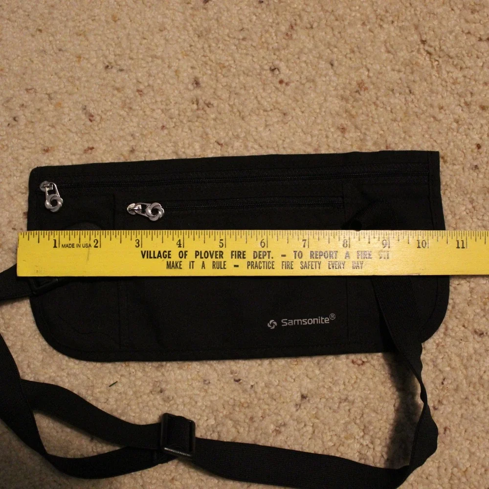 Samsonite Money Belt Slim Travel Waist Pack Security Pouch Black Adjustable OS